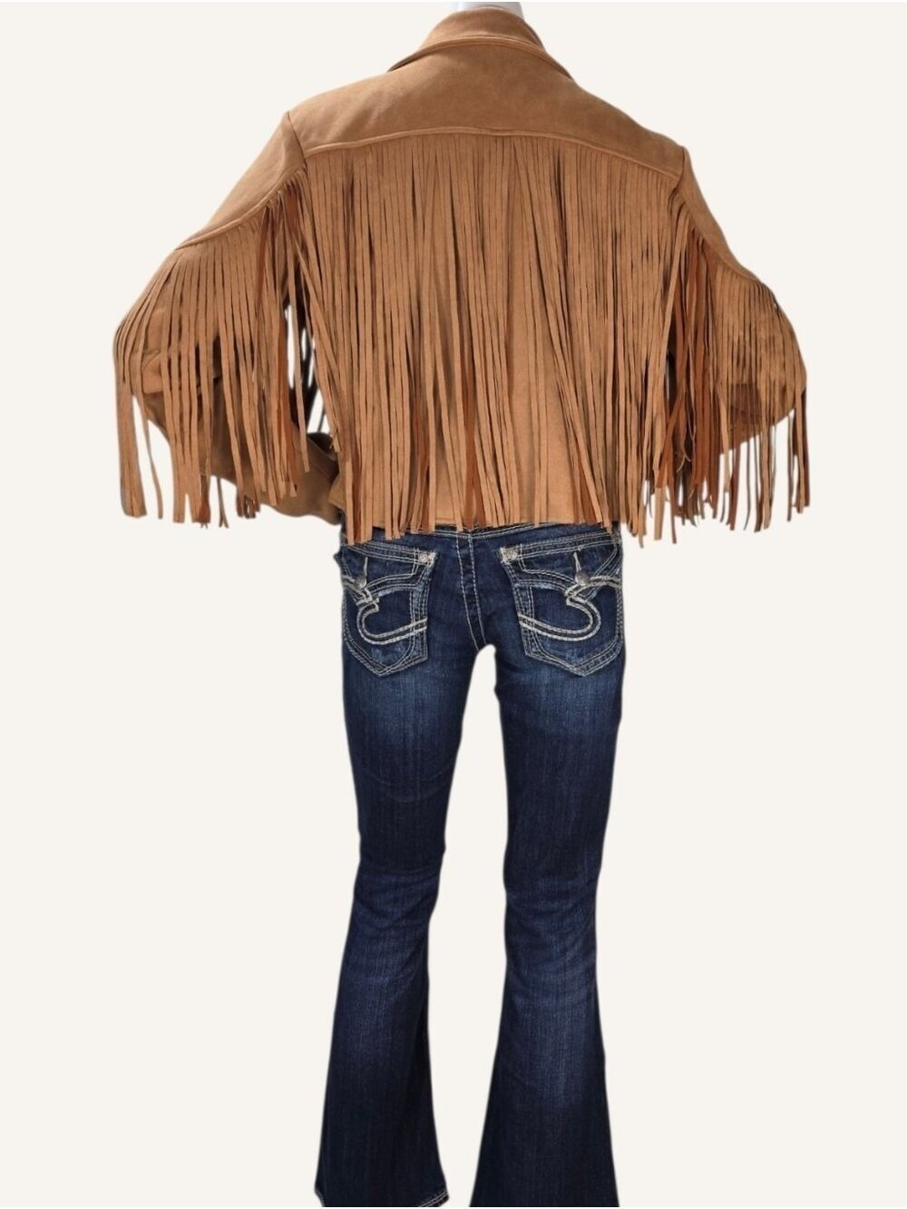 Umgee Winona Camel Faux Suede Fringe Cropped Western Jacket Medium NWT - Picture 2 of 10